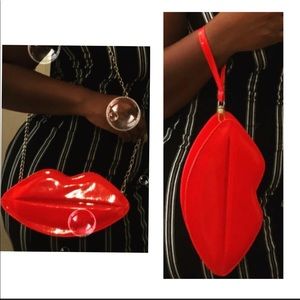 2 in 1 Lip Fashion Chain Purse, Or Hand Clutch